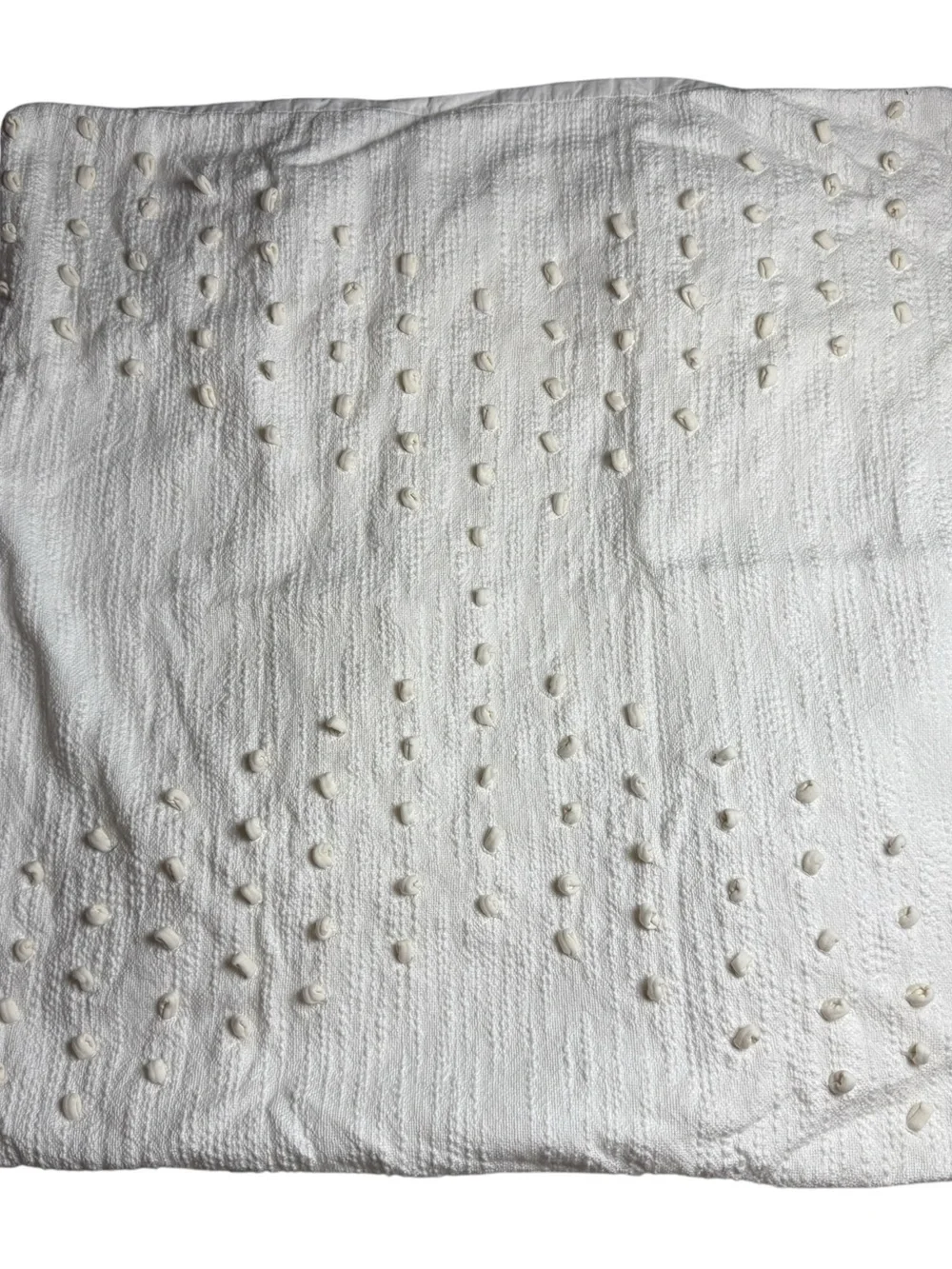Anthropologie Neve Euro Sham Cotton Embellished Tufted Shabby Cloud Soft Cream